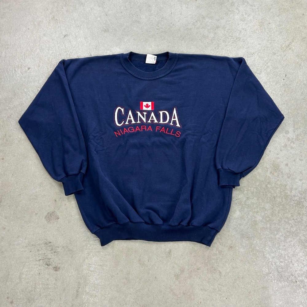 Vintage 90s Canada Niagara Falls Sweatshirt‎ Size XL Navy Blue Crewneck